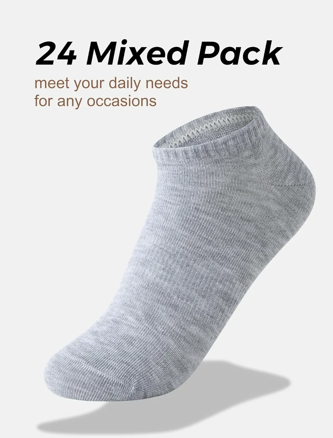 24 Pairs No-Show Socks with Arch Support Ankle Socks Lightweight & Breathable - Perfect for Daily Wear and Sports
