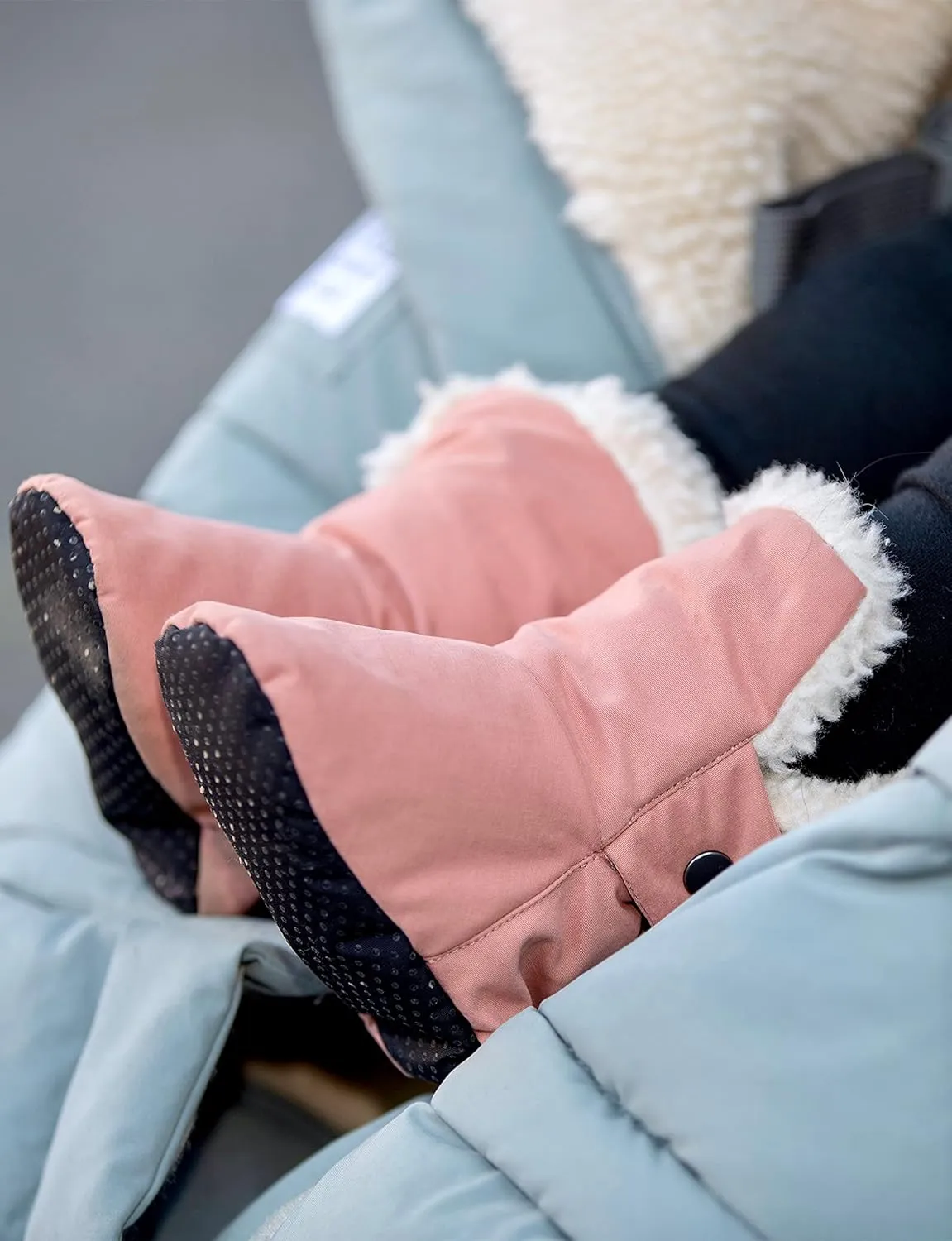 7AM Enfant Benji Baby Booties - Water Repellent Baby Shoes for Girls & Boys, Sherpa Lining Winter Baby Anti-Slip Sole Boots