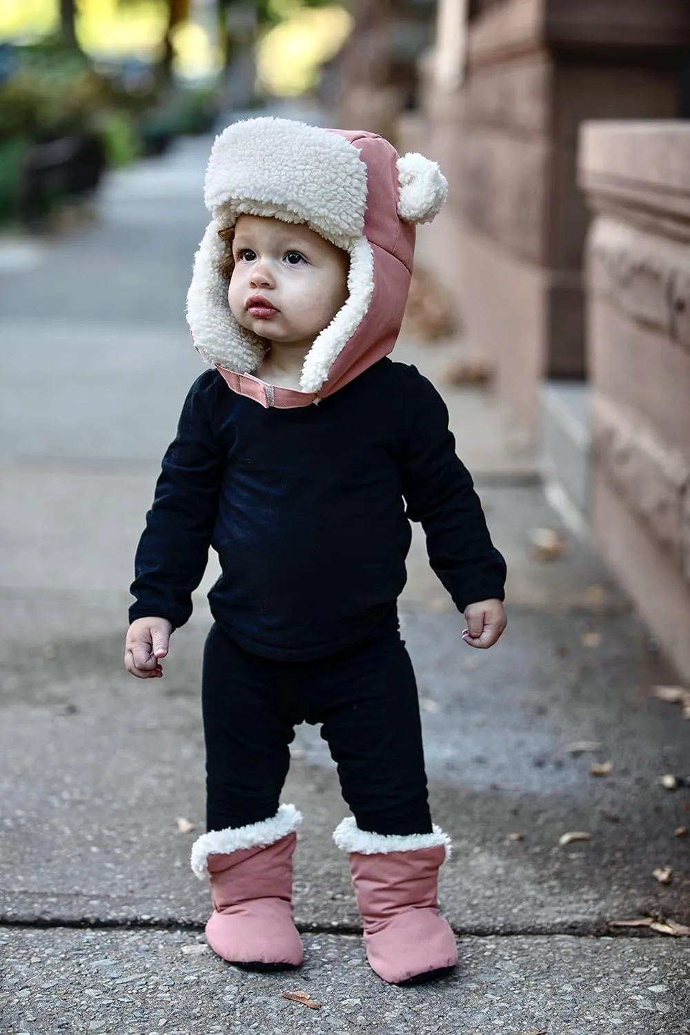7AM Enfant Benji Baby Booties - Water Repellent Baby Shoes for Girls & Boys, Sherpa Lining Winter Baby Anti-Slip Sole Boots