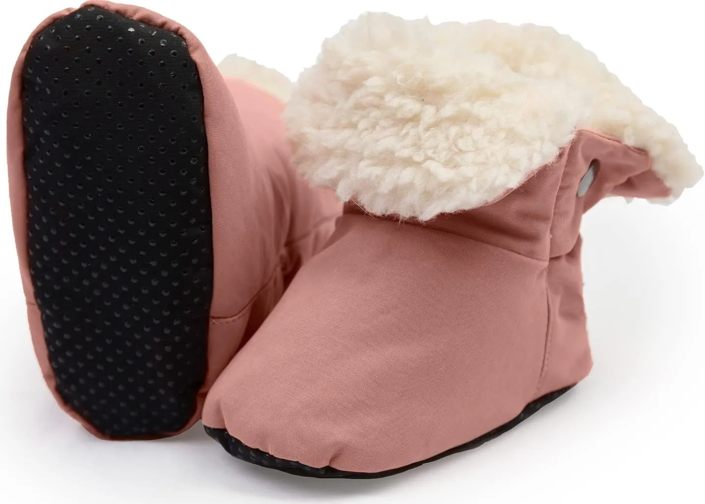 7AM Enfant Benji Baby Booties - Water Repellent Baby Shoes for Girls & Boys, Sherpa Lining Winter Baby Anti-Slip Sole Boots