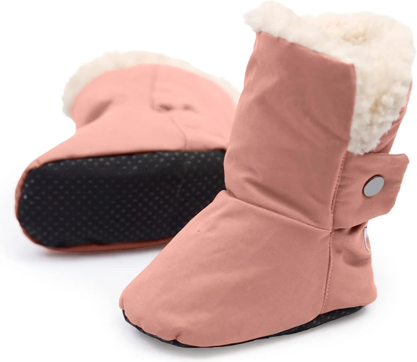 7AM Enfant Benji Baby Booties - Water Repellent Baby Shoes for Girls & Boys, Sherpa Lining Winter Baby Anti-Slip Sole Boots