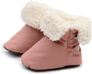 7AM Enfant Benji Baby Booties - Water Repellent Baby Shoes for Girls & Boys, Sherpa Lining Winter Baby Anti-Slip Sole Boots