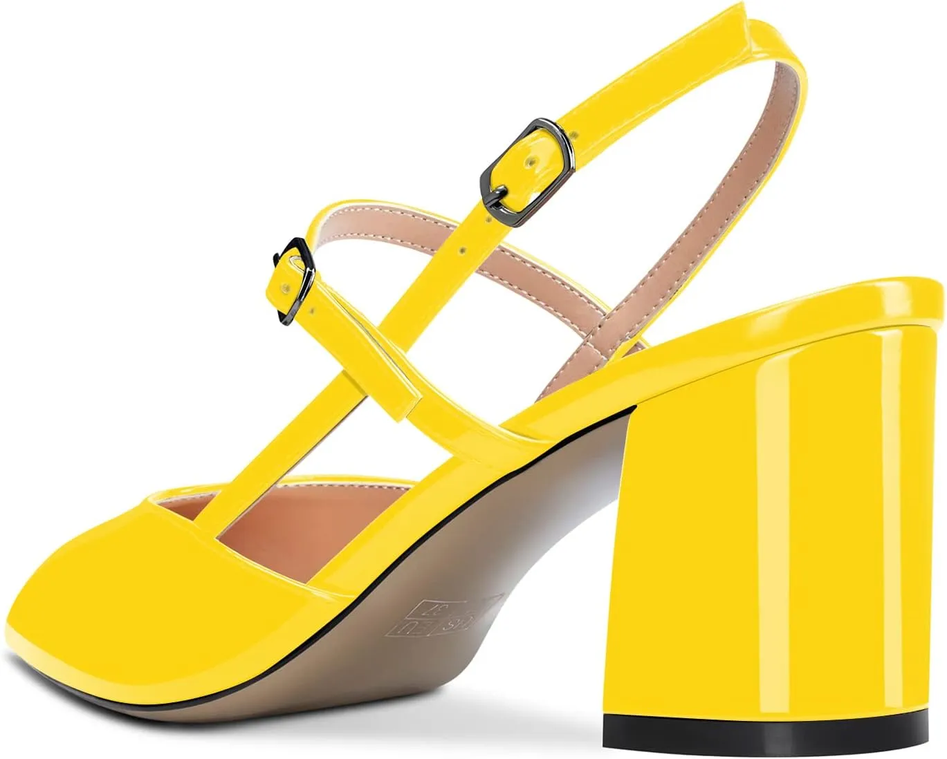 Aachcol Women Slingback Chunky Block Mid Heel Pumps Pointed Toe Ankle Strap Sandals Wedding Party Dress Shoes 2.5 Inch