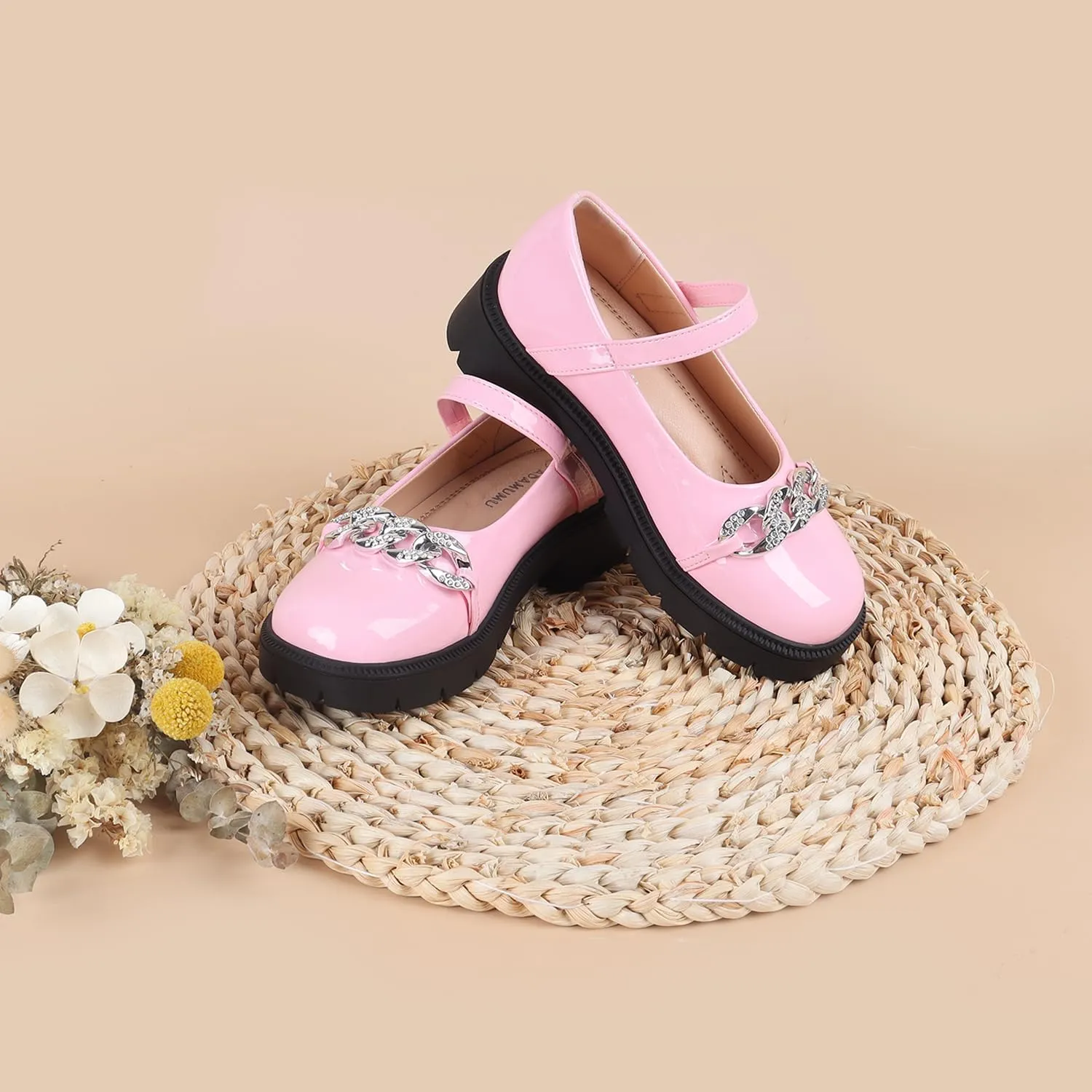 ADAMUMU Little Girls Princess Shoes Glittler Dress Shoes for Gilrs Toddler Girl Heels for Christmas Parties and Holiday Celebrations