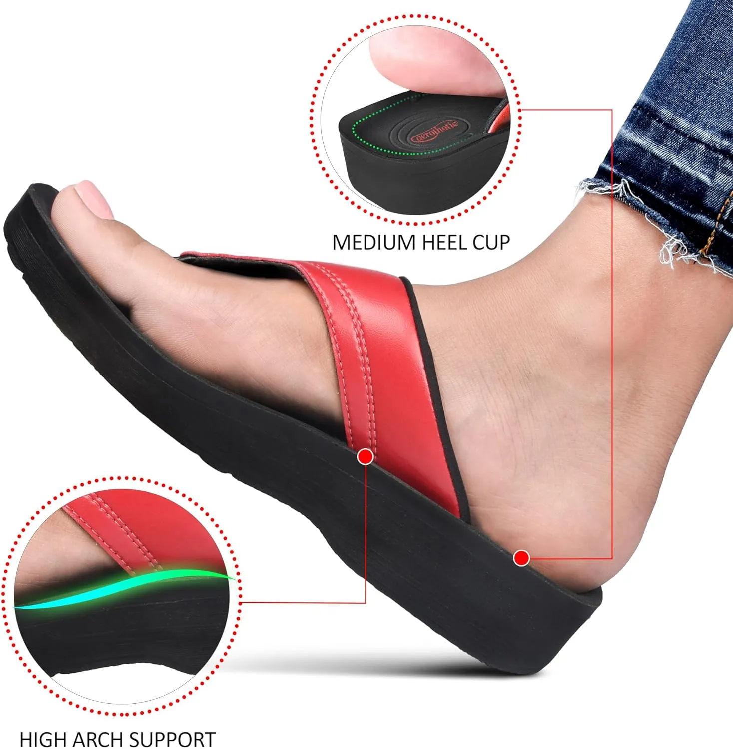 AEROTHOTIC Arch Support Flip Flops for Women Comfortable Stylish Straps with Non Slip Footbed Fashion Dressy Sandals Outdoor Travel Vacation Essentials