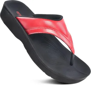 AEROTHOTIC Arch Support Flip Flops for Women Comfortable Stylish Straps with Non Slip Footbed Fashion Dressy Sandals Outdoor Travel Vacation Essentials
