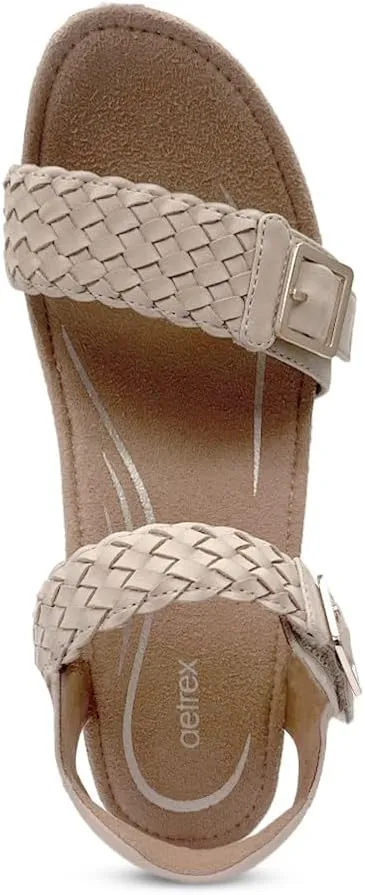 Aetrex Women's Grace Orthopedic Adjustable Woven Wedge Sandals - Ankle Strap Arch Support Platform Wedge Shoes