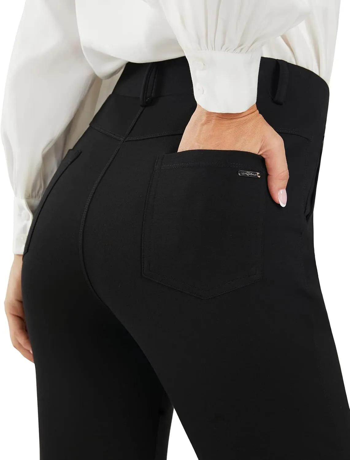 AFITNE Women's Dress Pants 2025 Stretchy Straight Leg Yoga Work Slacks with Pockets Business Casual Pants Petite/Regular/Tall