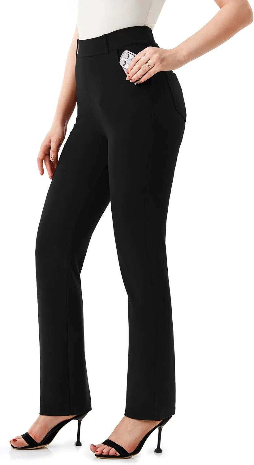 AFITNE Women's Dress Pants 2025 Stretchy Straight Leg Yoga Work Slacks with Pockets Business Casual Pants Petite/Regular/Tall