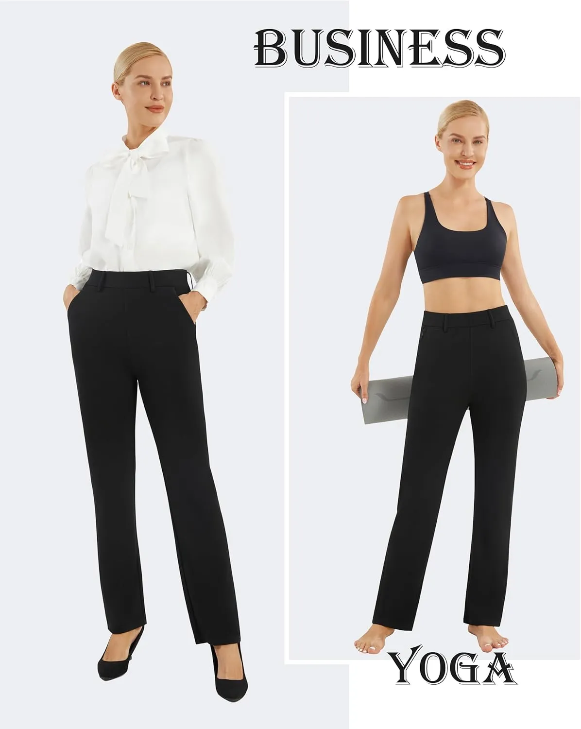 AFITNE Women's Dress Pants 2025 Stretchy Straight Leg Yoga Work Slacks with Pockets Business Casual Pants Petite/Regular/Tall