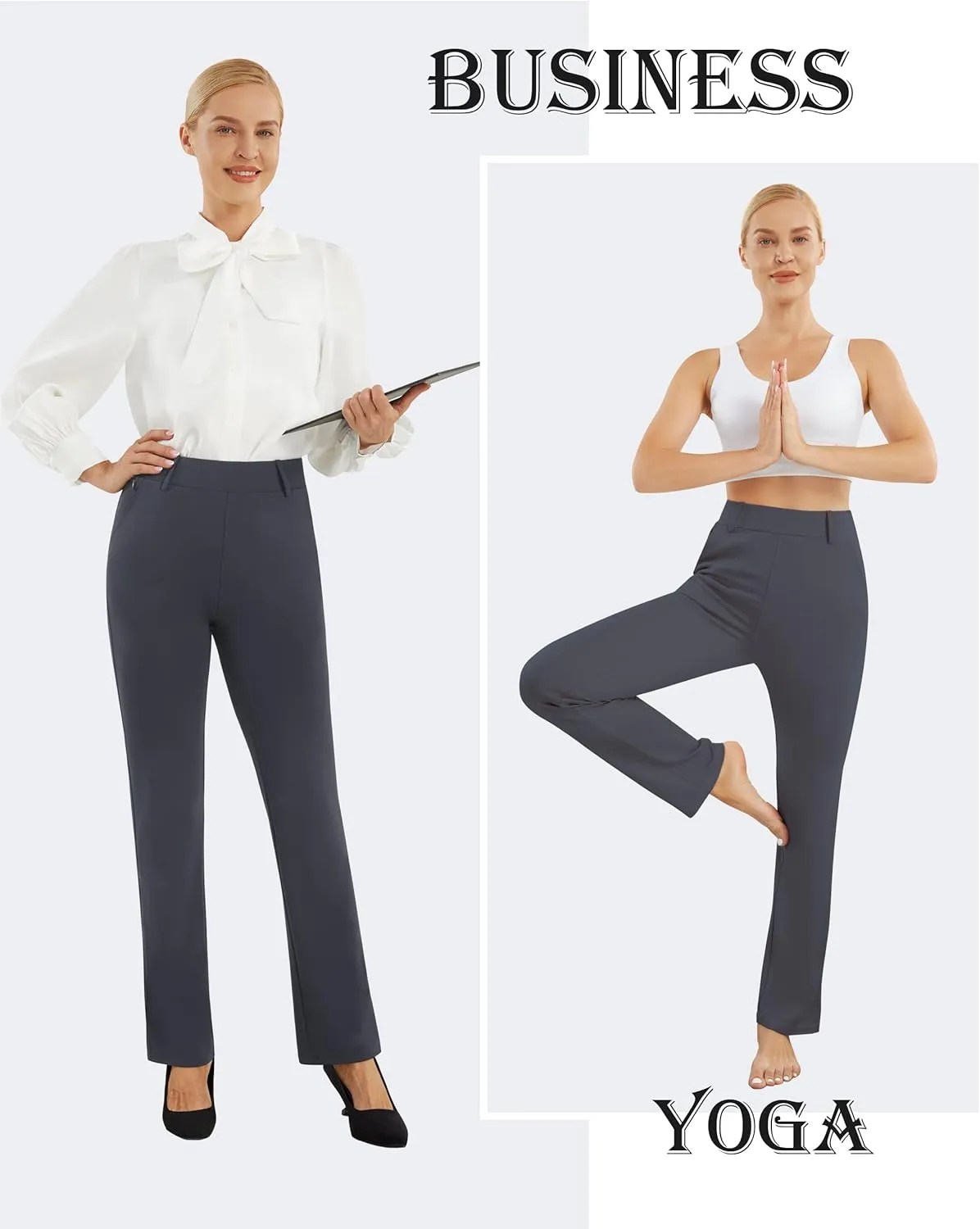 AFITNE Women's Dress Pants 2025 Stretchy Straight Leg Yoga Work Slacks with Pockets Business Casual Pants Petite/Regular/Tall