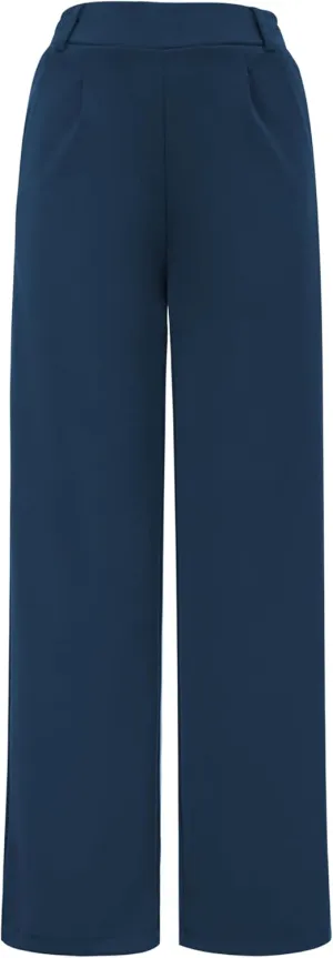AFITNE Womens Wide Leg Work Pants High Waist Pull On Dress Pants Elastic Waistband Casual Slacks with Thick Fabric