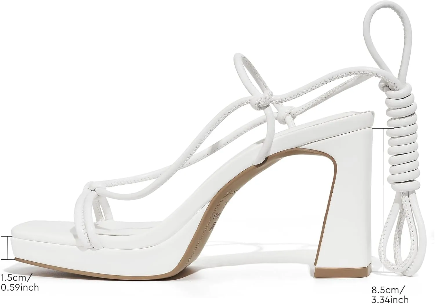 ALICEPUB Women's Chunky Block Heels Strappy Heels Square Open Toe Heeled Sandals Short Heels Comfortable Dressy Shoes Wedding Bridal Party