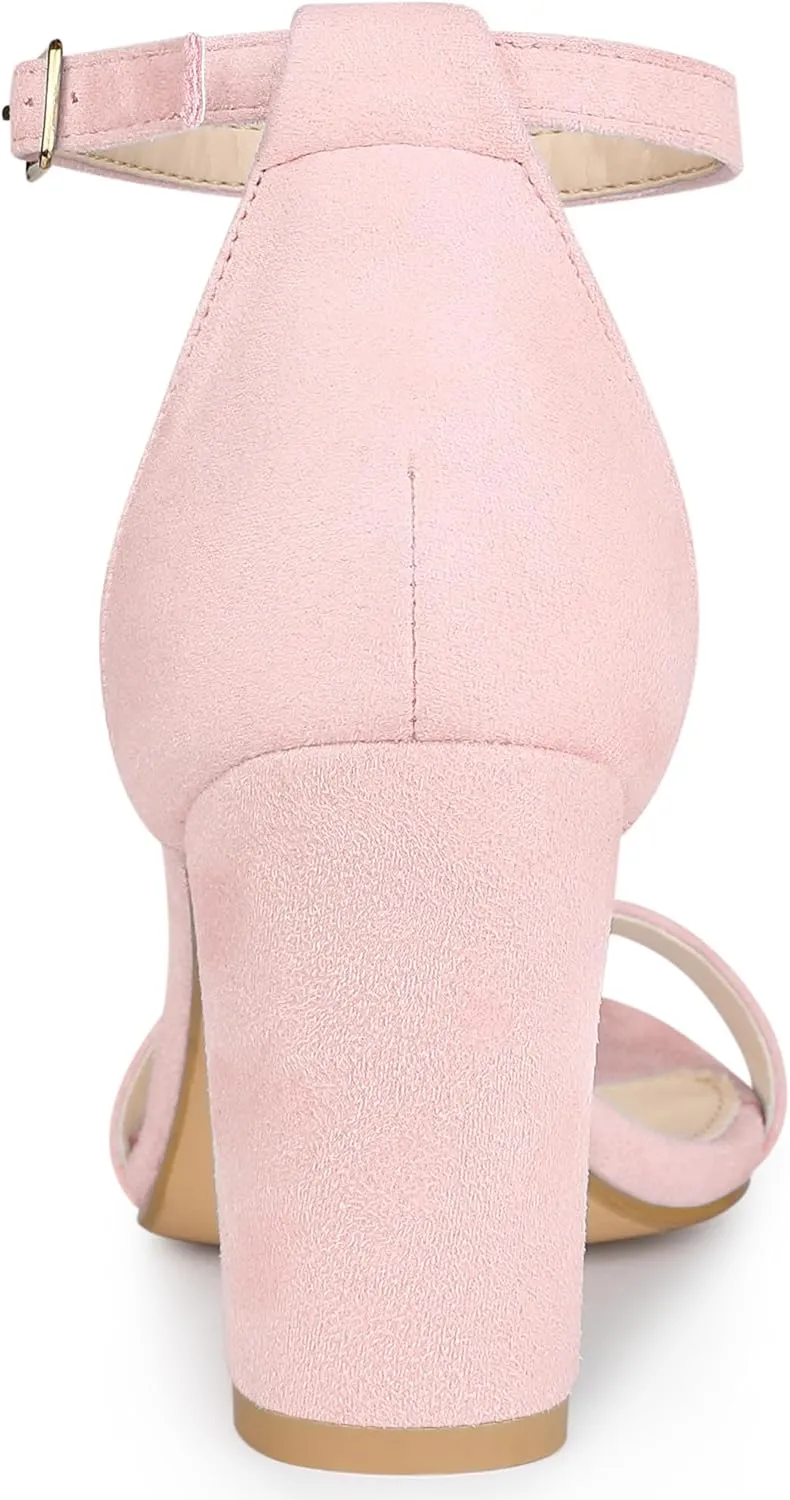 Allegra K Women's Buckle Ankle Strap High Chunky Heels Sandals