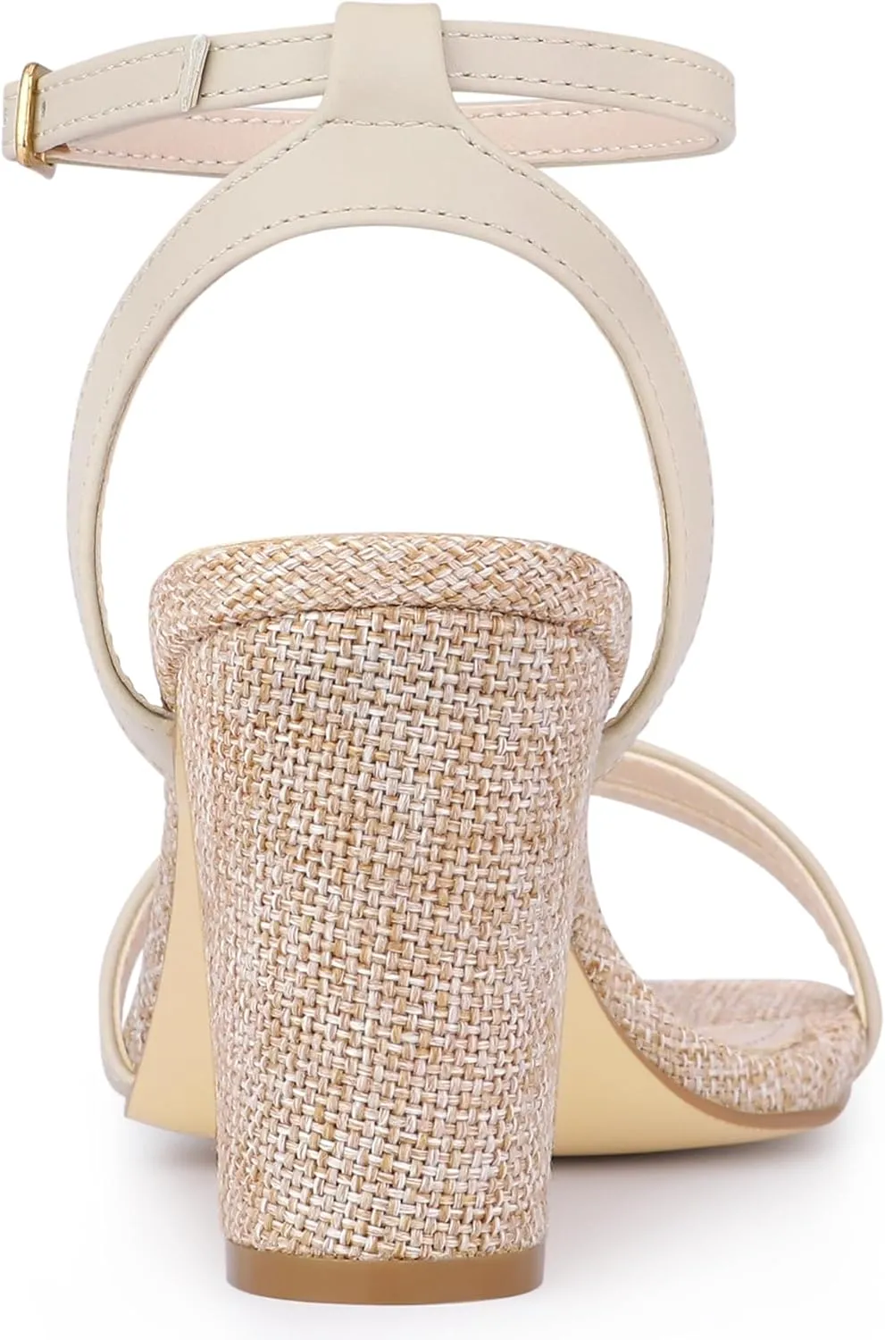 Allegra K Women's Chunky Heel Raffia Heels Bohemia Square Toe Slingback Strappy Linen Sandals
