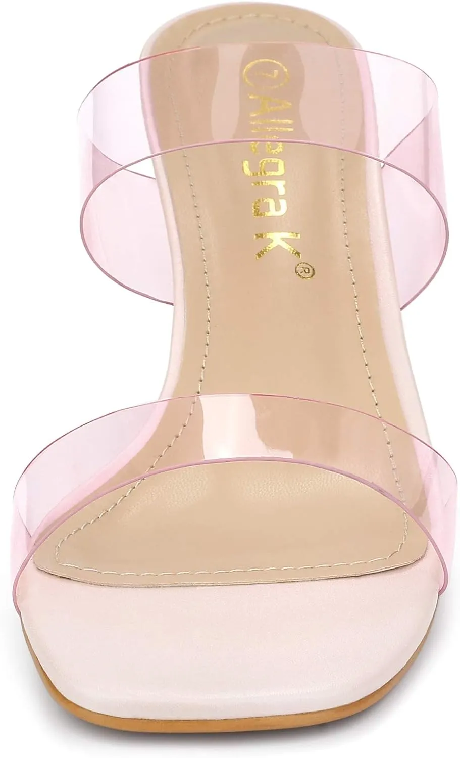 Allegra K Women's Colorful Straps Clear Heels Chunky Heel Clear Sandals