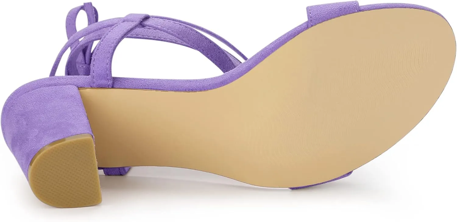 Allegra K Women's Lace Up Chunky Heels Sandals