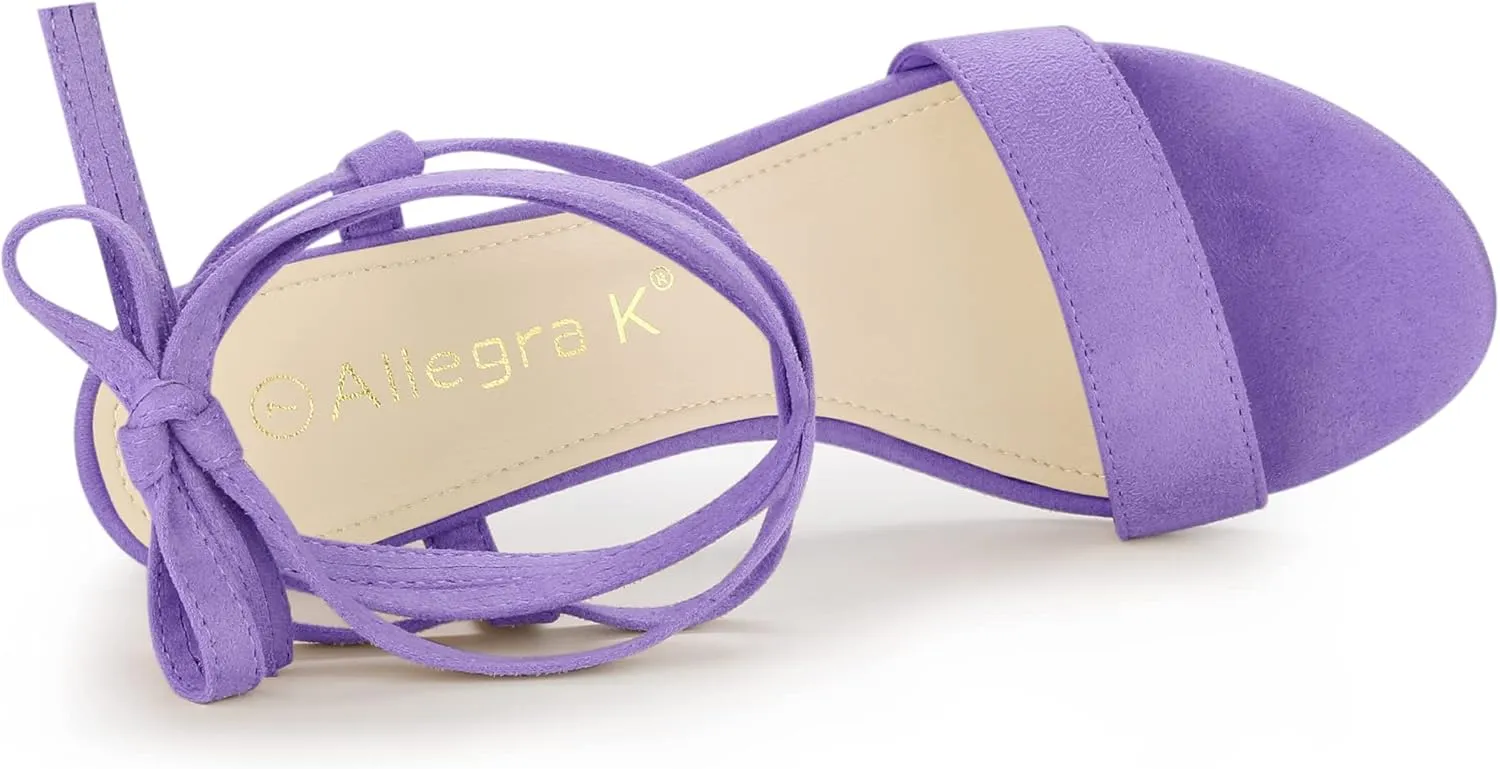 Allegra K Women's Lace Up Chunky Heels Sandals