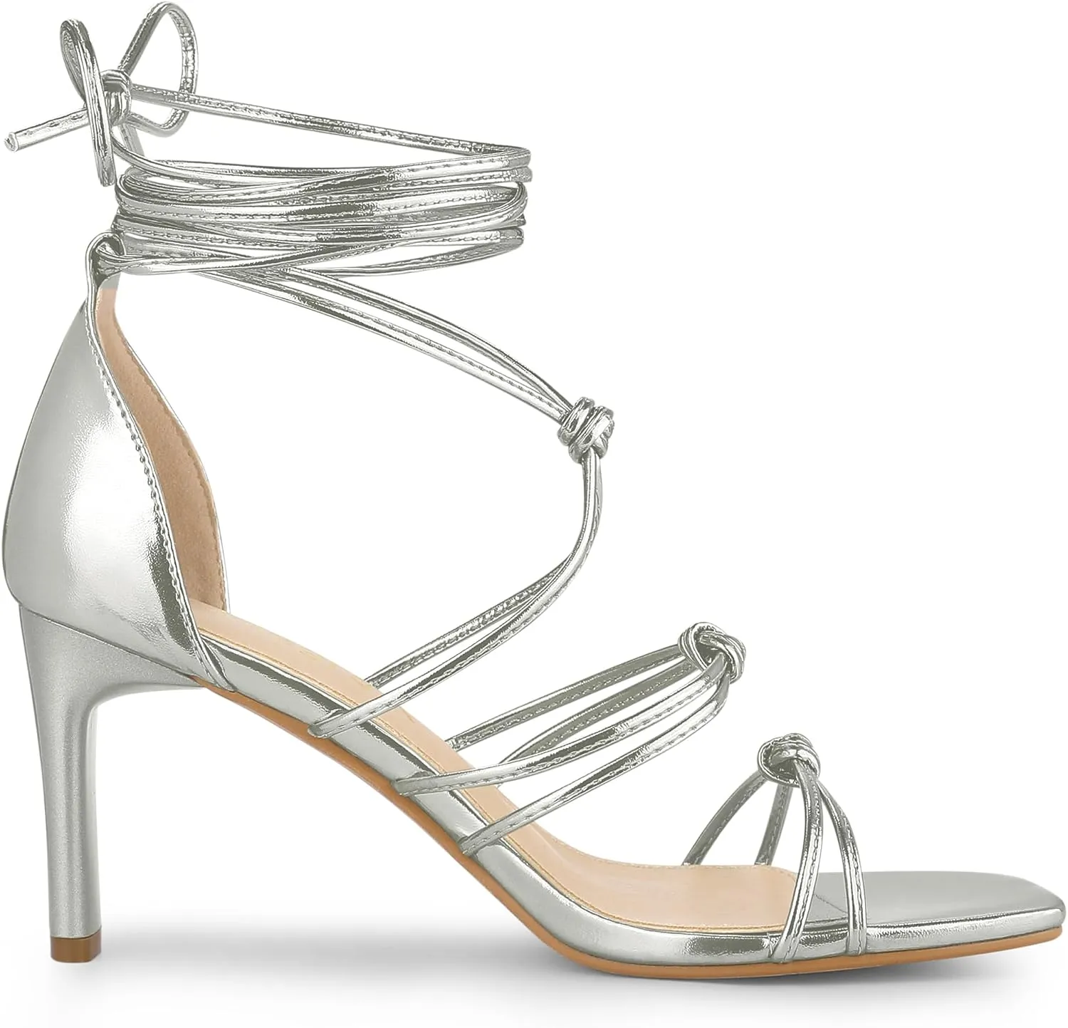 Allegra K Women's Lace Up Strappy Chunky High Heels Sandals