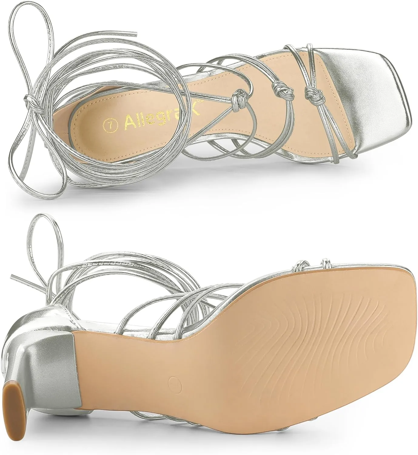 Allegra K Women's Lace Up Strappy Chunky High Heels Sandals