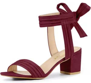 Allegra K Women's Open Toe Ankle Tie Back Block Heels Sandals