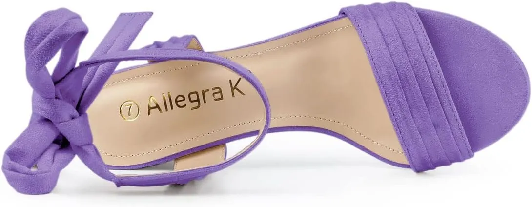 Allegra K Women's Open Toe Ankle Tie Back Block Heels Sandals