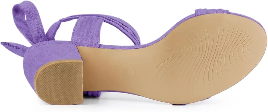 Allegra K Women's Open Toe Ankle Tie Back Block Heels Sandals