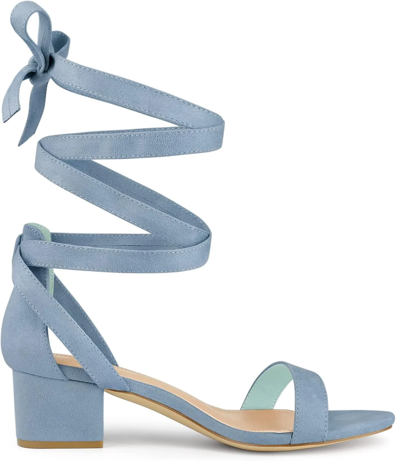 Allegra K Women's Open Toe Block Heel Lace Up Heels Heel Sandals
