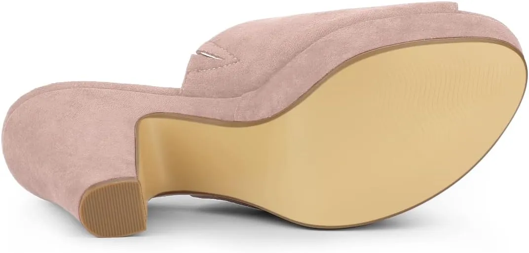 Allegra K Women's Open Toe Platform Chunky Heel Slides Sandals
