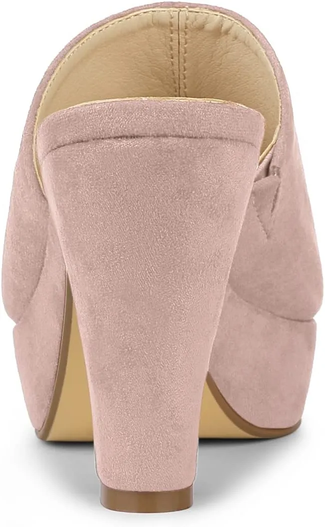 Allegra K Women's Open Toe Platform Chunky Heel Slides Sandals