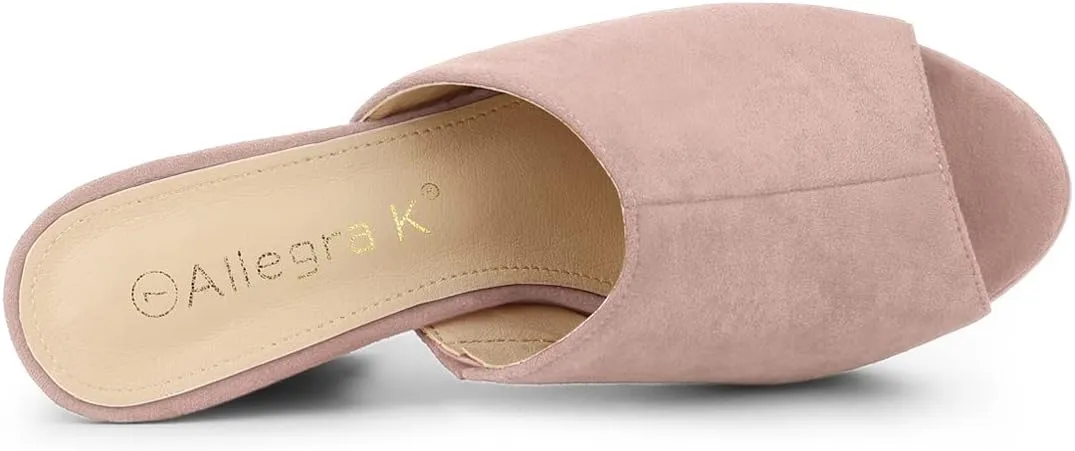 Allegra K Women's Open Toe Platform Chunky Heel Slides Sandals