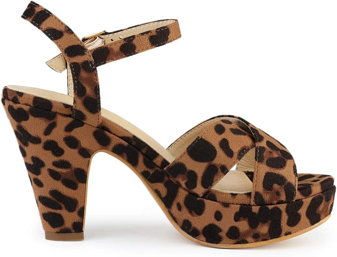 Allegra K Women's Platform Chunky Heels Slingback Sandals