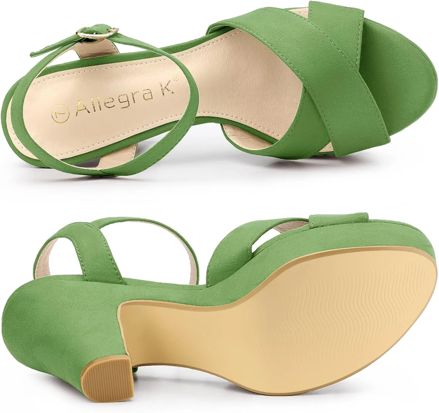 Allegra K Women's Platform Chunky Heels Slingback Sandals