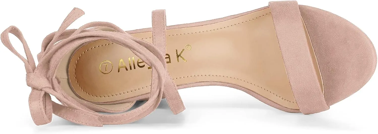 Allegra K Women's Strappy Lace Up Heel Chunky High Heels Sandals