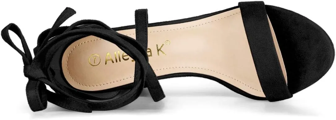 Allegra K Women's Strappy Lace Up Heel Chunky High Heels Sandals