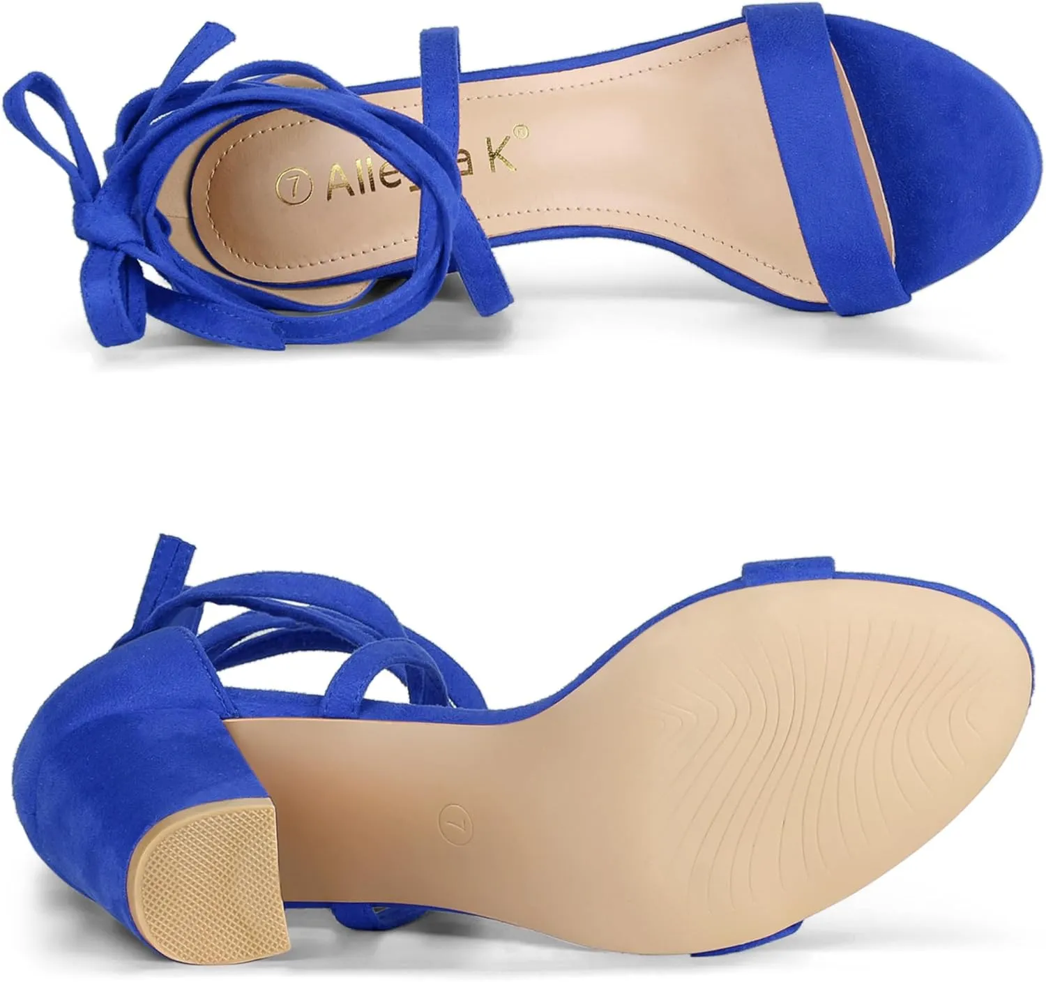 Allegra K Women's Strappy Lace Up Heel Chunky High Heels Sandals