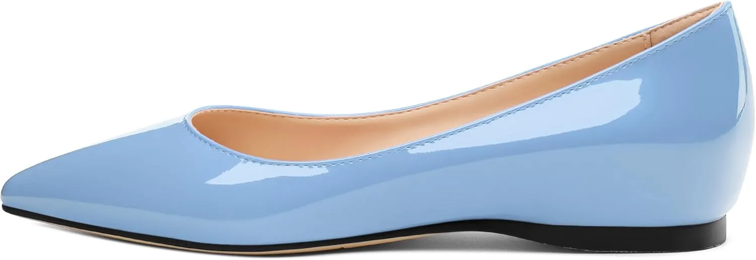 AMBELIGHT Comfy Flats for Women Pointed Toe Slip On Pumps Business Dress Shoe