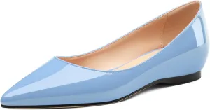 AMBELIGHT Comfy Flats for Women Pointed Toe Slip On Pumps Business Dress Shoe