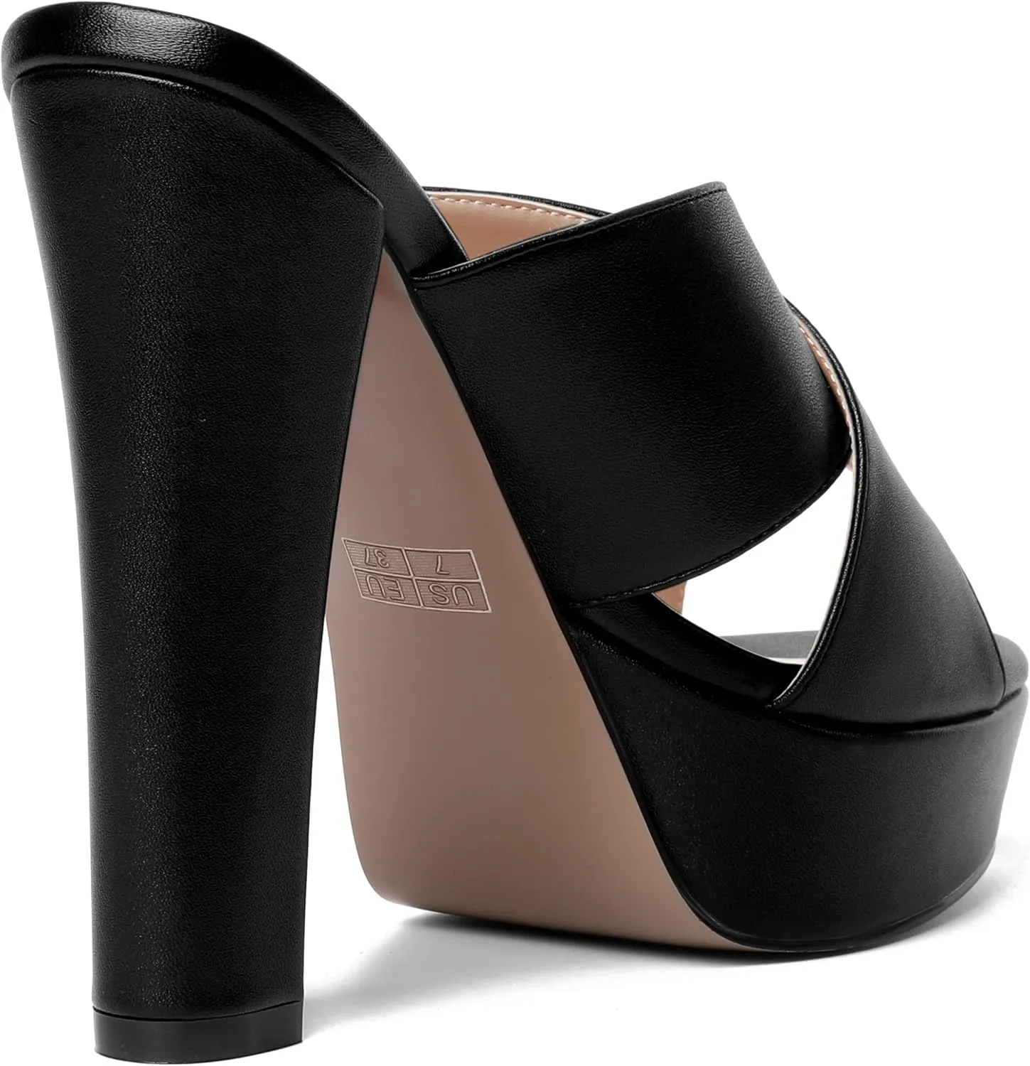 AMBELIGHT Womens Slip On Matte Dating Fashion Heels Open Toe Chunky High Heel Sandals 5 Inch