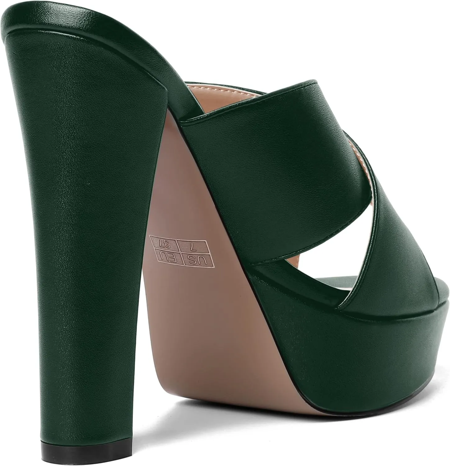 AMBELIGHT Womens Slip On Matte Dating Fashion Heels Open Toe Chunky High Heel Sandals 5 Inch