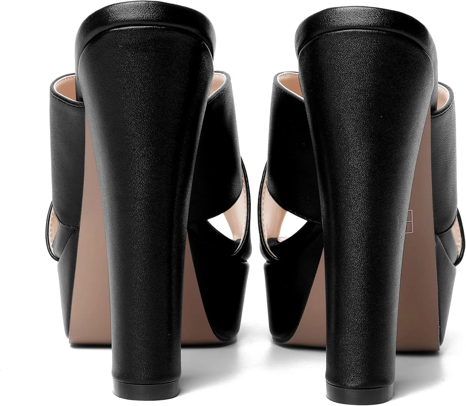 AMBELIGHT Womens Slip On Matte Dating Fashion Heels Open Toe Chunky High Heel Sandals 5 Inch