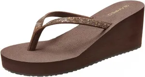 Ampeo Women's Wedge Sandals Rhinestone Thong Platform Flip Flops