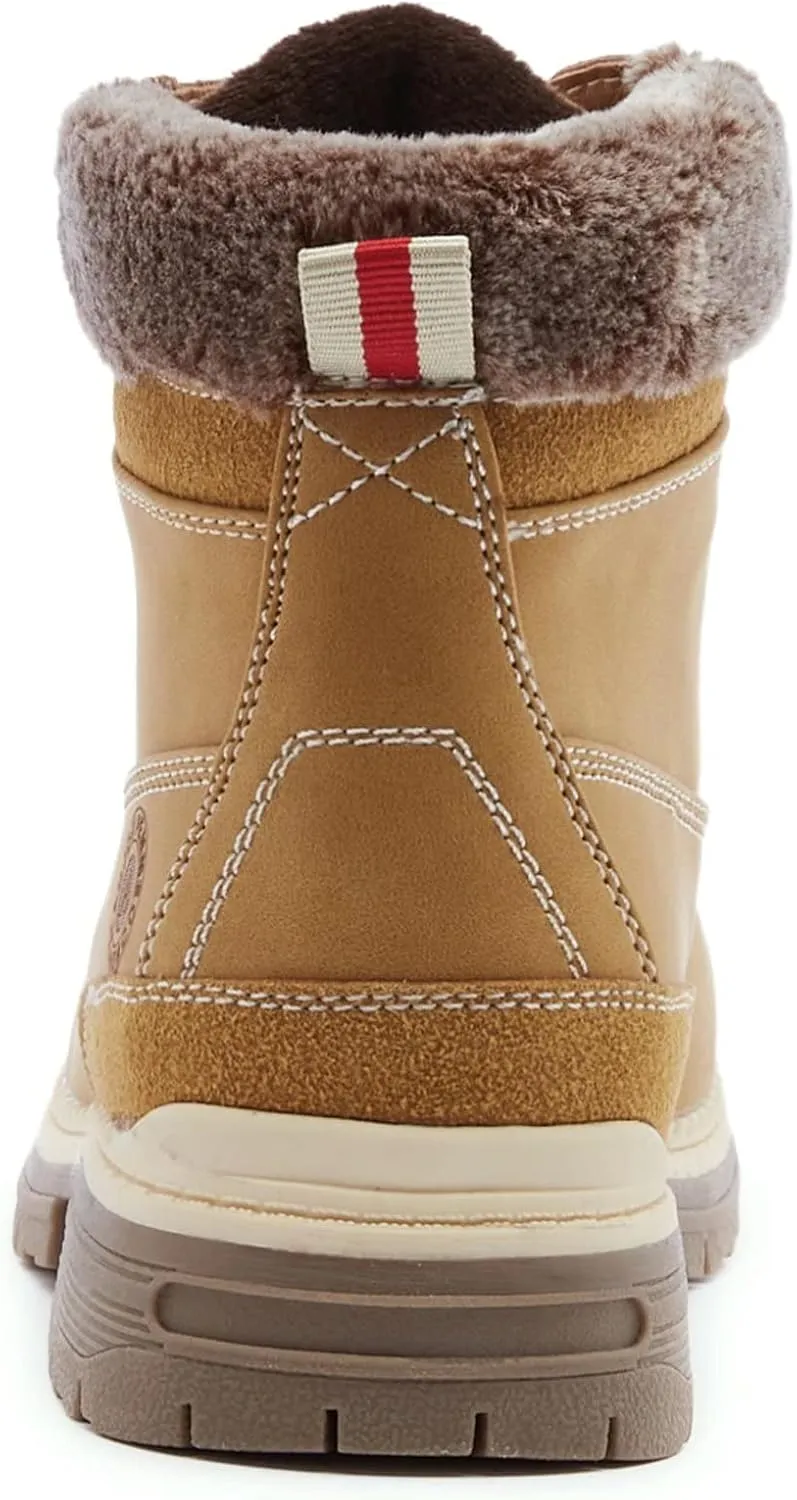 ANJOUFEMME Womens Hiking Snow Winter Boots - Waterproof Work Ankle Boots for Women Comfortable Warm Fur Boots for Backpacking Cycling