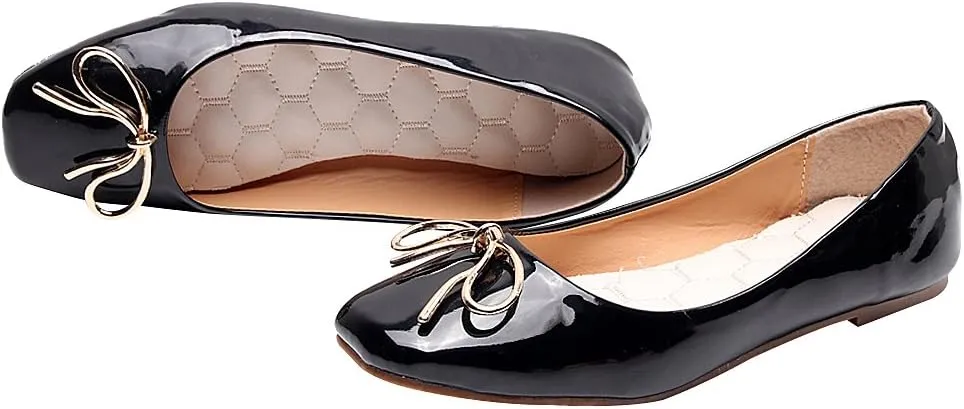 ANUFER Women Lovely Bow Tie Ballerinas Comfy Square Toe Ballet Flats Slippers Pumps Dolly Shoes