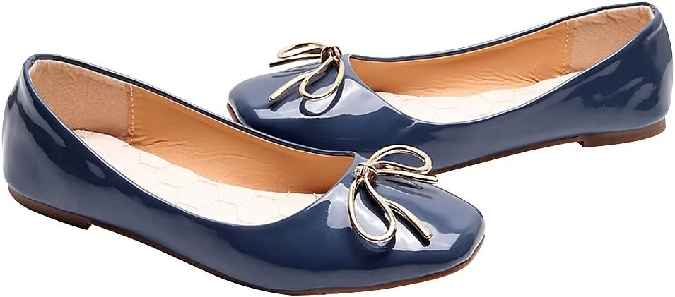 ANUFER Women Lovely Bow Tie Ballerinas Comfy Square Toe Ballet Flats Slippers Pumps Dolly Shoes