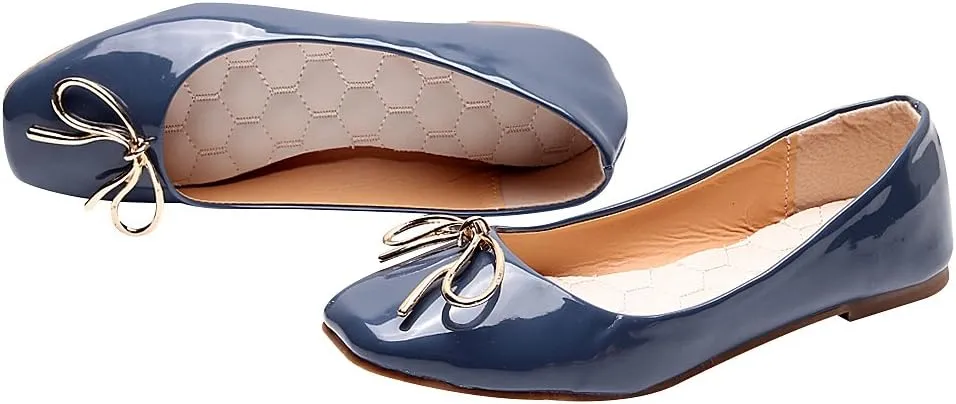 ANUFER Women Lovely Bow Tie Ballerinas Comfy Square Toe Ballet Flats Slippers Pumps Dolly Shoes