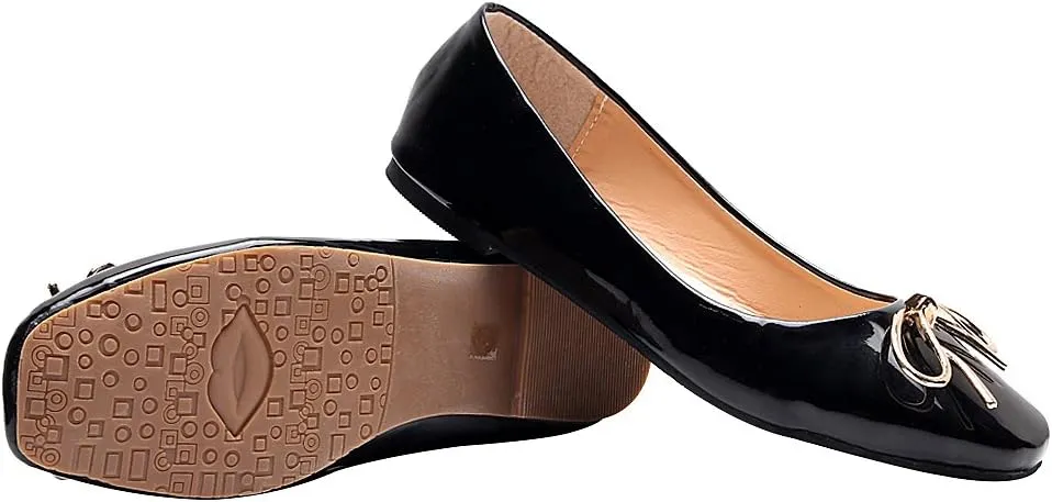 ANUFER Women Lovely Bow Tie Ballerinas Comfy Square Toe Ballet Flats Slippers Pumps Dolly Shoes