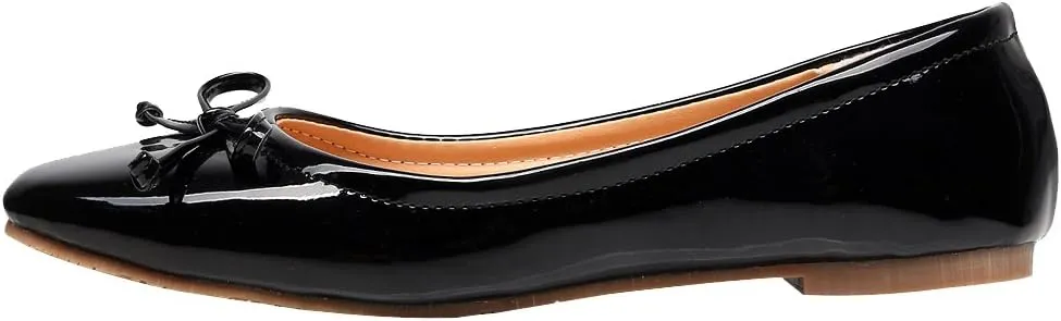 ANUFER Women Lovely Bow Tie Ballerinas Comfy Square Toe Ballet Flats Slippers Pumps Dolly Shoes