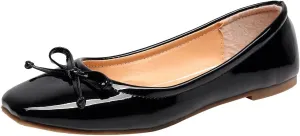 ANUFER Women Lovely Bow Tie Ballerinas Comfy Square Toe Ballet Flats Slippers Pumps Dolly Shoes