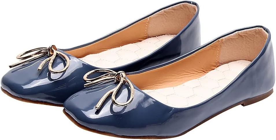 ANUFER Women Lovely Bow Tie Ballerinas Comfy Square Toe Ballet Flats Slippers Pumps Dolly Shoes